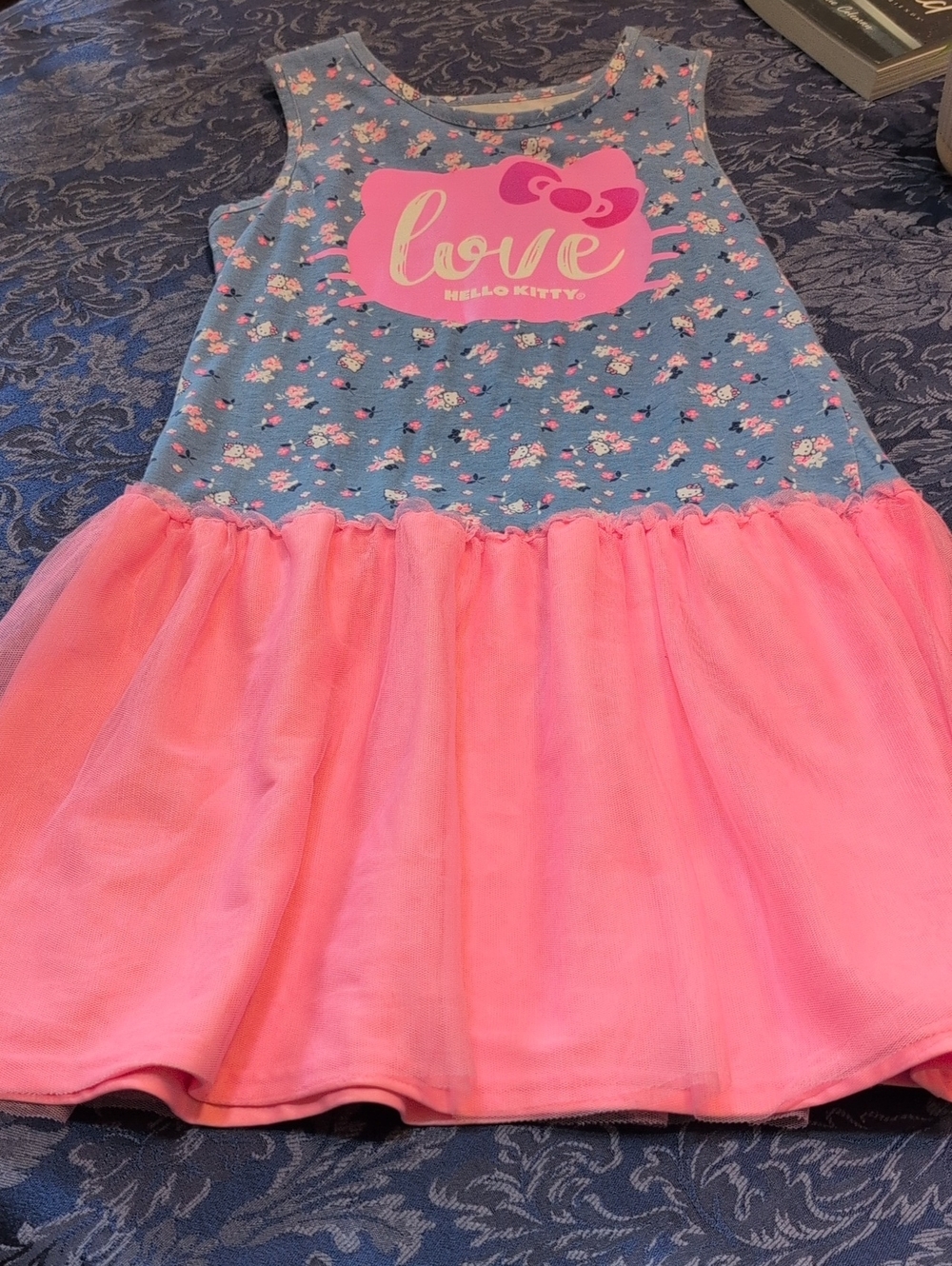Hello Kitty Blue Floral Top with Pink Tulle Dress